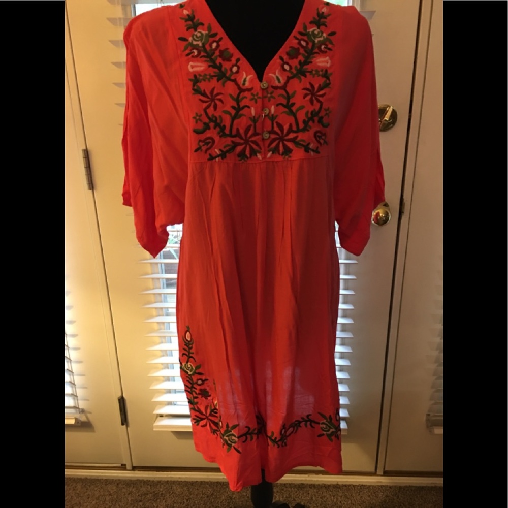Boho Summer Dress in dark coral